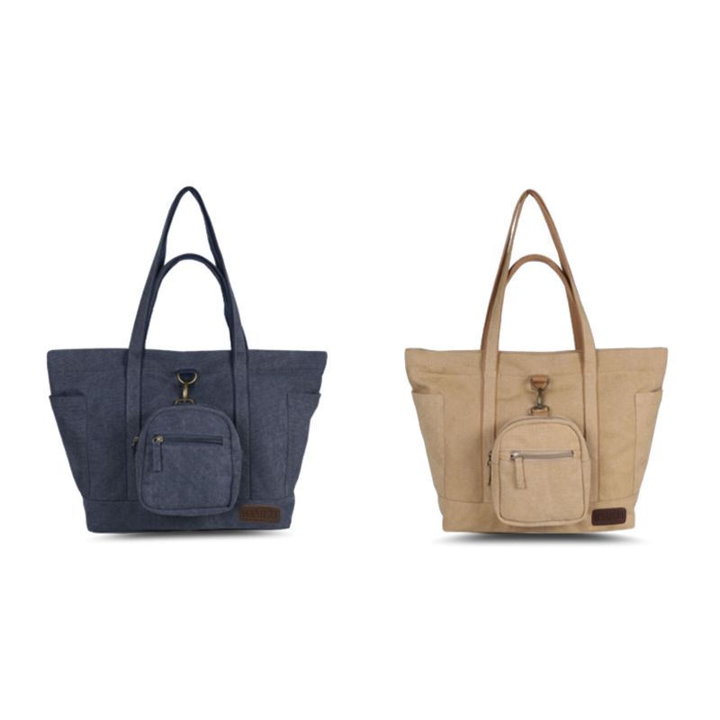 Femmes Toile Casual Grande Capacité Avec Petit Sac Fourre-tout Sac À Bandoulière Quotidien