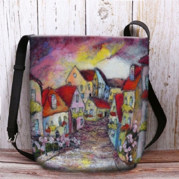 Femmes Toile Casual Motif De Bande Dessinée Sangle Réglable Sac À Bandoulière Grande Capacité Sac À Bandoulière