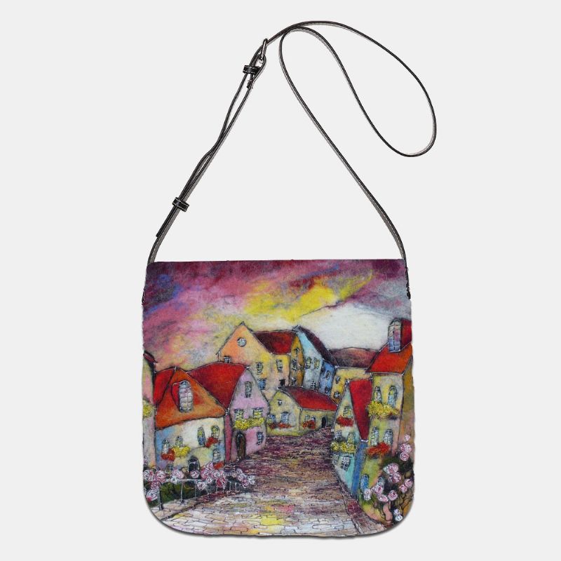 Femmes Toile Casual Motif De Bande Dessinée Sangle Réglable Sac À Bandoulière Grande Capacité Sac À Bandoulière