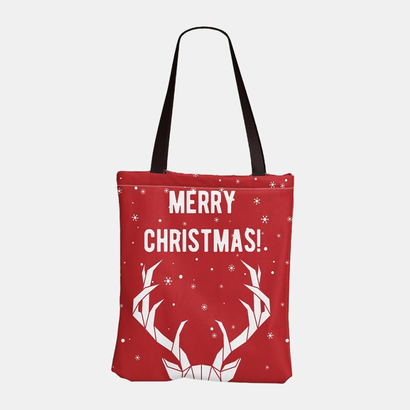 Femmes Toile Festive Christmas Elk Santa Claus Print Pattern Daily Casual Sac À Main Sac À Bandoulière