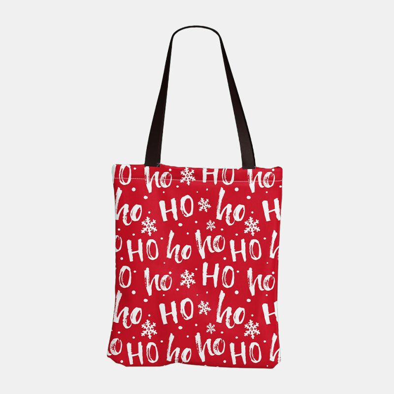 Femmes Toile Festive Christmas Elk Santa Claus Print Pattern Daily Casual Sac À Main Sac À Bandoulière