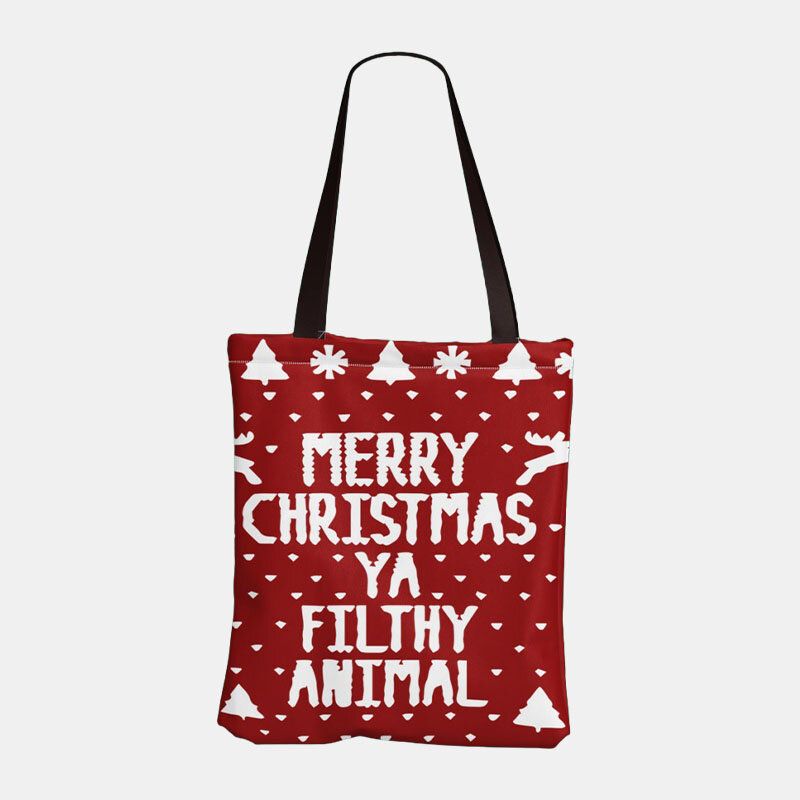 Femmes Toile Festive Christmas Elk Santa Claus Print Pattern Daily Casual Sac À Main Sac À Bandoulière