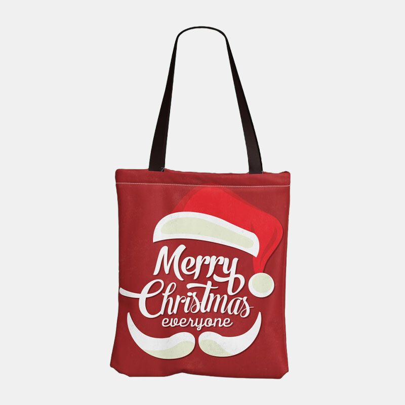 Femmes Toile Festive Christmas Elk Santa Claus Print Pattern Daily Casual Sac À Main Sac À Bandoulière