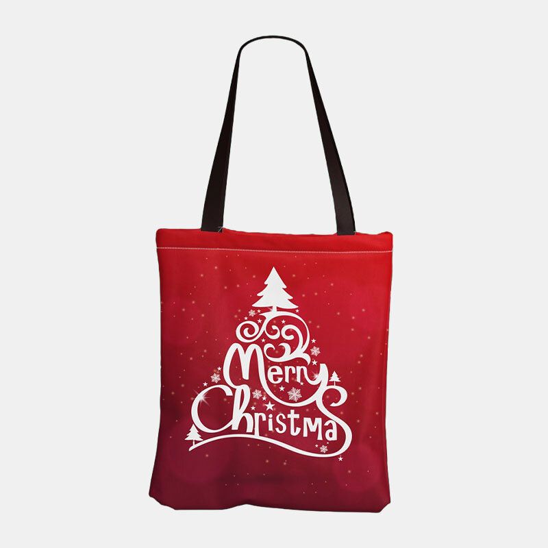 Femmes Toile Festive Christmas Elk Santa Claus Print Pattern Daily Casual Sac À Main Sac À Bandoulière