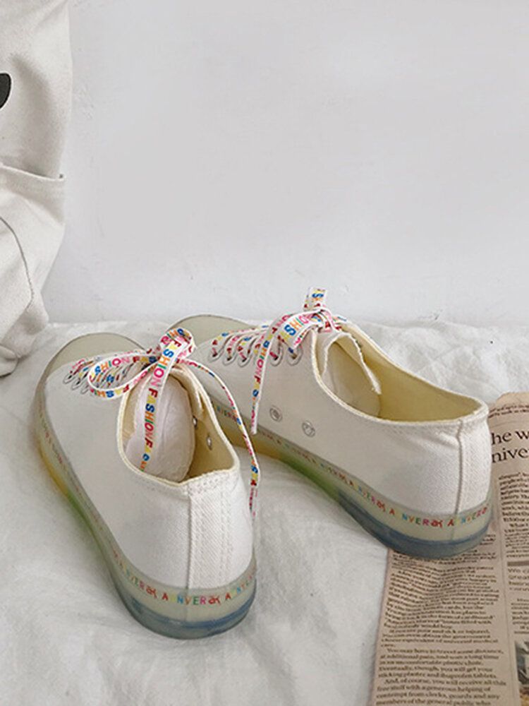 Femmes Toile Low Top Rainbow Sole Casual Student Flats