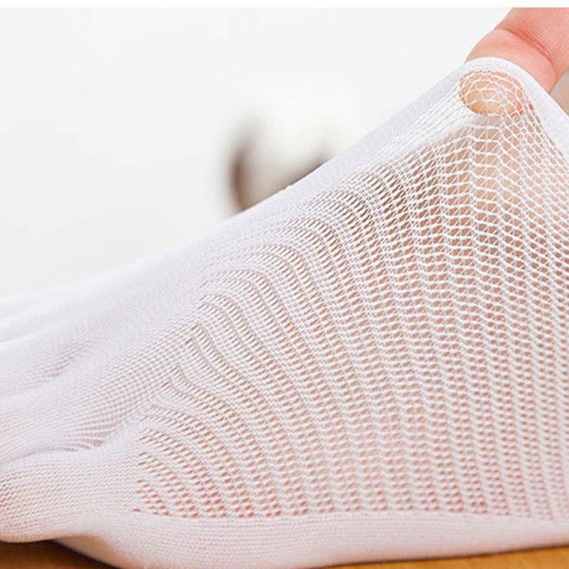 Femmes Ultra Thin Mesh Hole Five Toe Sock Solid Color Anti Skid Invisibility Boat Socks