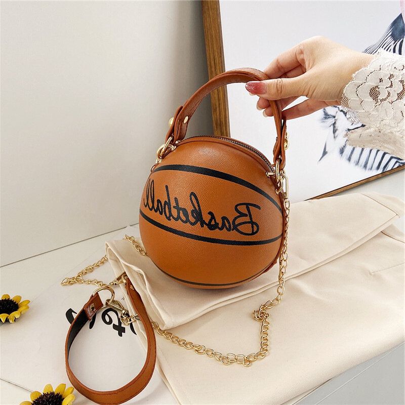 Femmes Unique Design Basketball Football Look Mini Sac Rond Hangbag Mode Réglable Sac À Bandoulière Cross Body Bag