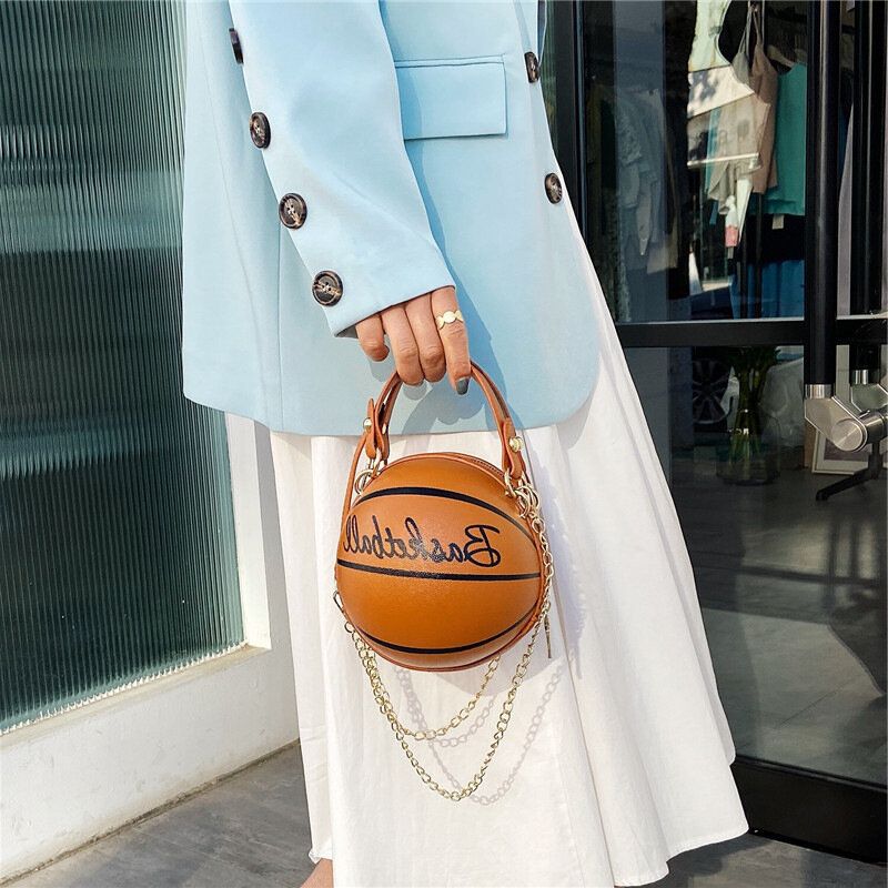 Femmes Unique Design Basketball Football Look Mini Sac Rond Hangbag Mode Réglable Sac À Bandoulière Cross Body Bag