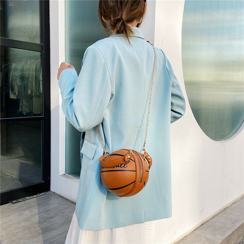 Femmes Unique Design Basketball Football Look Mini Sac Rond Hangbag Mode Réglable Sac À Bandoulière Cross Body Bag