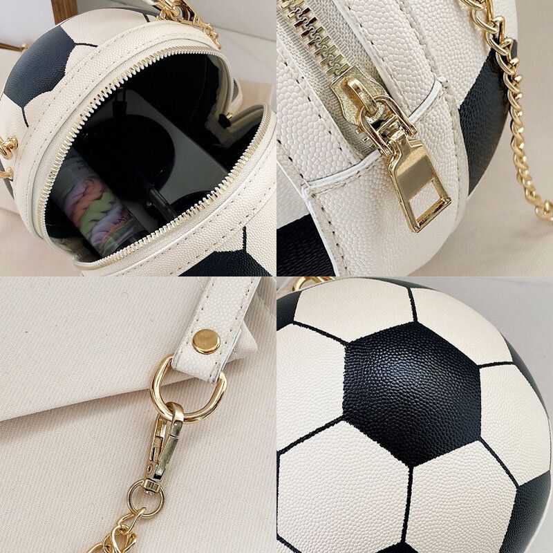 Femmes Unique Design Basketball Football Look Mini Sac Rond Hangbag Mode Réglable Sac À Bandoulière Cross Body Bag