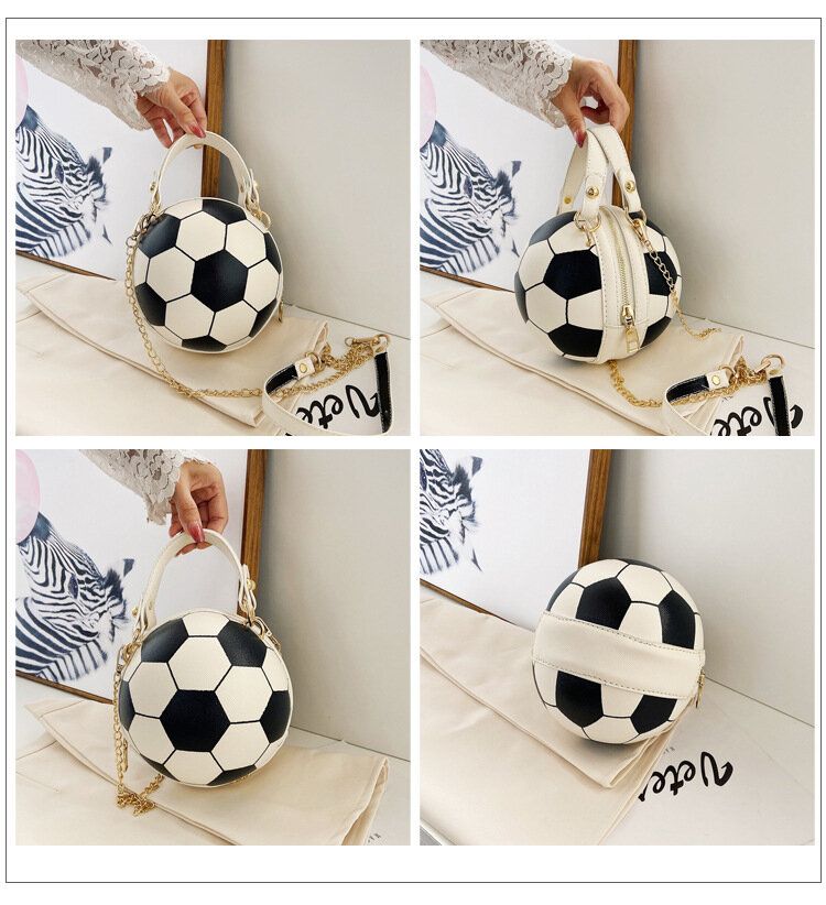 Femmes Unique Design Basketball Football Look Mini Sac Rond Hangbag Mode Réglable Sac À Bandoulière Cross Body Bag