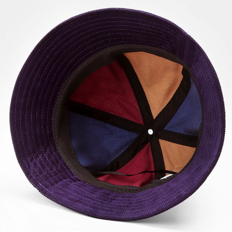 Femmes Velours Côtelé Lettern Broderie Seau Chapeau Couleur Correspondant Chaud Parasol Sans Bord Bonnet Propriétaire Casquette Crâne Casquette