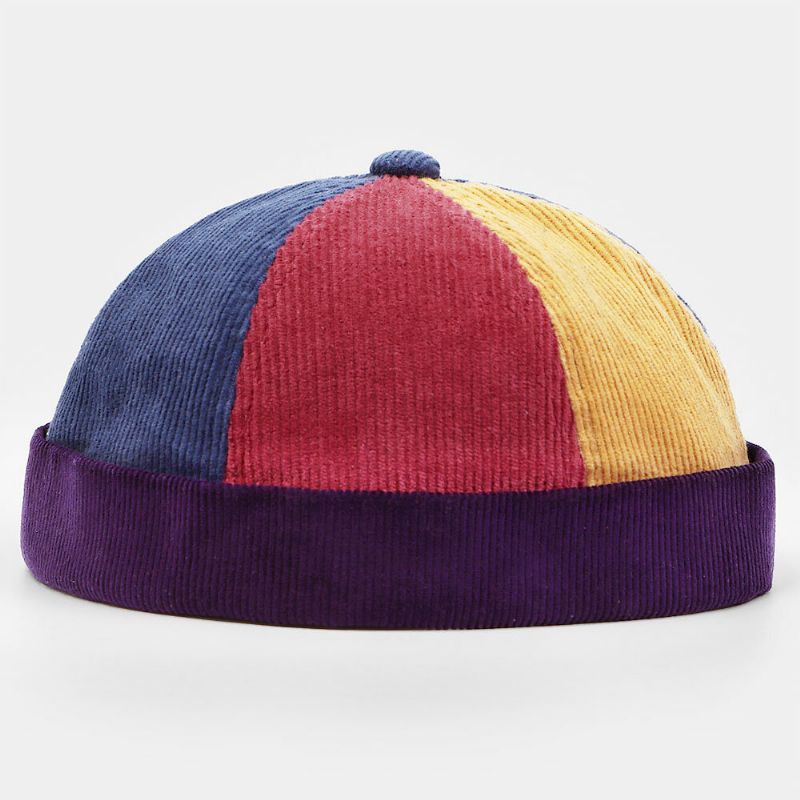 Femmes Velours Côtelé Lettern Broderie Seau Chapeau Couleur Correspondant Chaud Parasol Sans Bord Bonnet Propriétaire Casquette Crâne Casquette