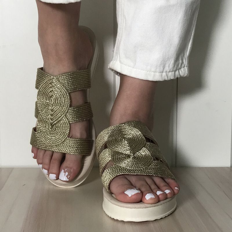 Femmes Weave Open Toe Slip On Comfy Casual Summer Flat Sandals