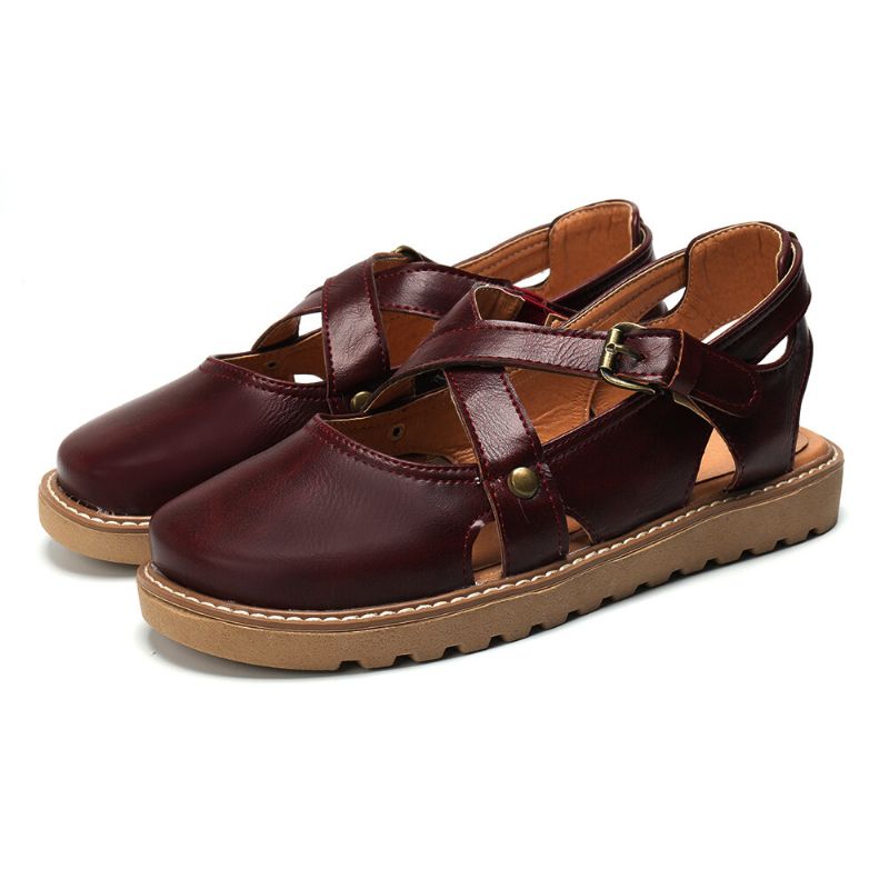 Femmes Wide Fit Comgy Cross Bluckle Strap Sandales À Bout Fermé