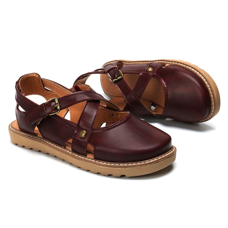 Femmes Wide Fit Comgy Cross Bluckle Strap Sandales À Bout Fermé