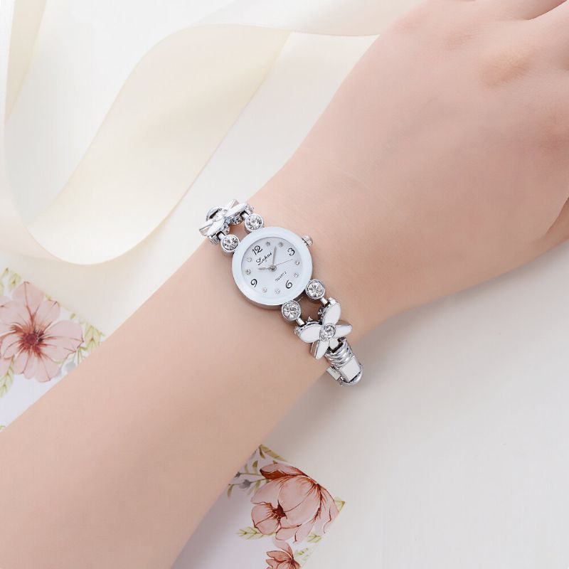 Flower Dress Mesdames Bracelet Montre Cristal Diamant Petit Cadran Quartz Montre