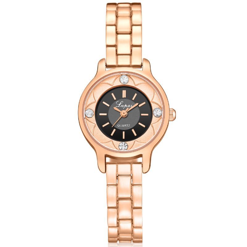 Flower Print Dial Ladies Bracelet Watch Alliage Diamond Quartz Watch