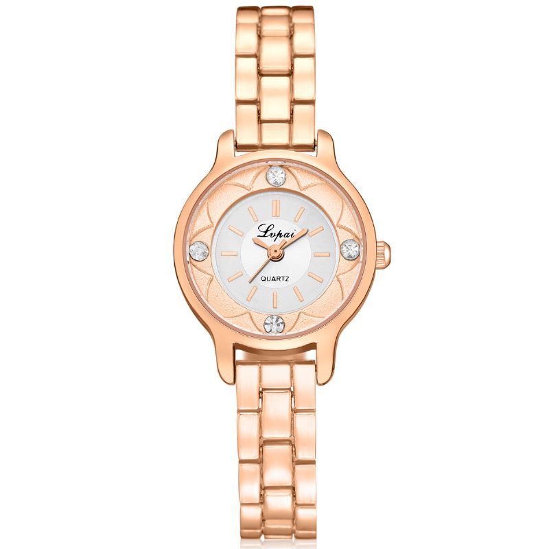 Flower Print Dial Ladies Bracelet Watch Alliage Diamond Quartz Watch