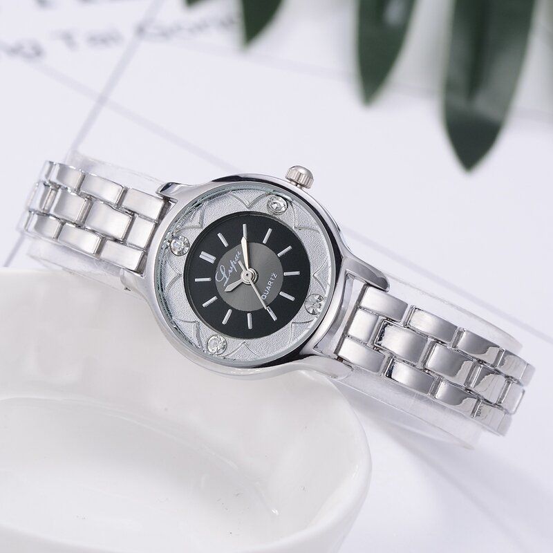 Flower Print Dial Ladies Bracelet Watch Alliage Diamond Quartz Watch