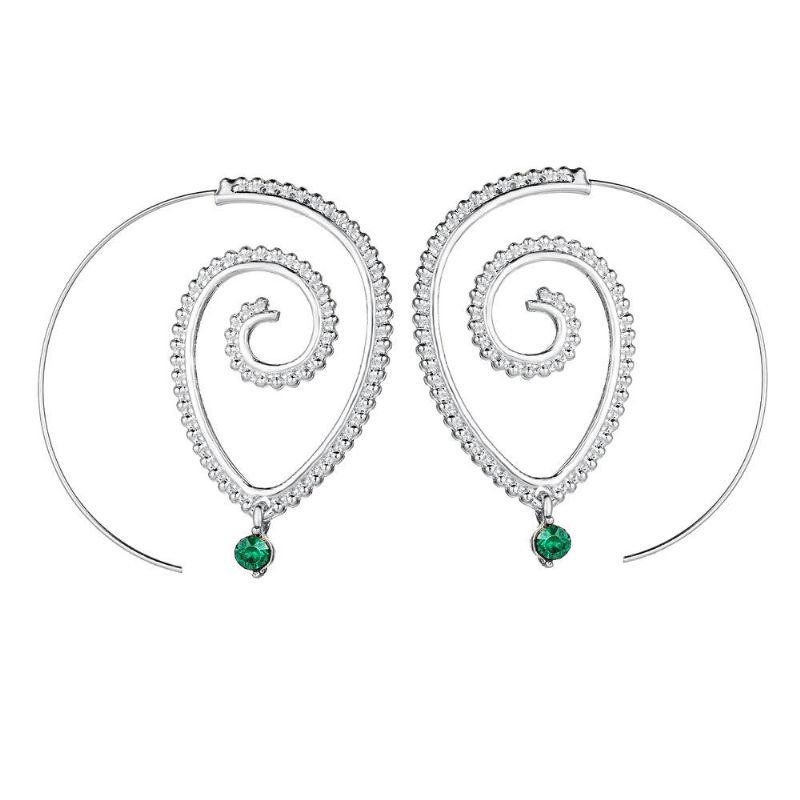 Forme De Goutte En Spirale Exagérée Grand Cercle Hoop Or Argent Conque Boucle D'oreille Cadeau Pour Elle