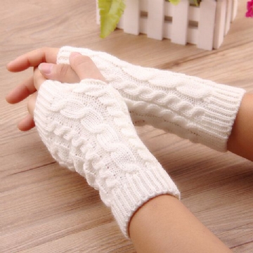 Gants Chauffe-mains D'hiver Pour Femmes Bras Épais Tricot Au Crochet Gants Chauds Sans Doigts