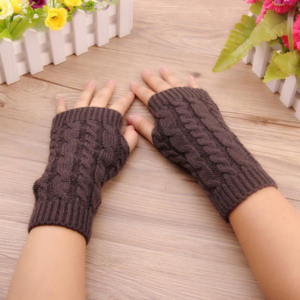 Gants Chauffe-mains D'hiver Pour Femmes Bras Épais Tricot Au Crochet Gants Chauds Sans Doigts