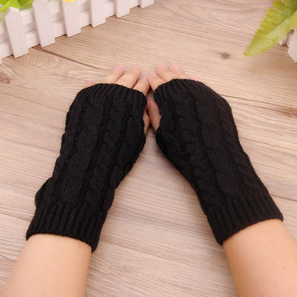 Gants Chauffe-mains D'hiver Pour Femmes Bras Épais Tricot Au Crochet Gants Chauds Sans Doigts