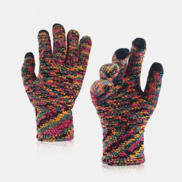 Gants En Chenille À Écran Tactile À Trois Doigts Tricotés De Couleur Unisexe Hiver Protection Froide En Plein Air Gants Chauds À Doigts Complets