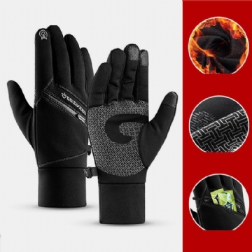 Gants D'écran Tactile Chauds D'hiver Unisexes Gants De Poche À Fermeture Éclair En Polaire Imperméables Ski Cyclisme Sports De Plein Air Gants De Protection Contre Le Froid