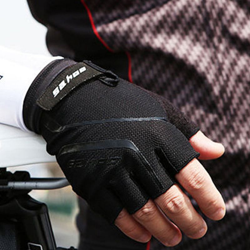 Gants D'été Demi-doigts Absorbant Les Chocs Et Drainant Pour Le Cyclisme En Plein Air