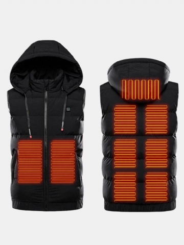 Gilet Rembourré À Capuche Chauffant Alimenté Par Usb Imperméable Et Chaud Pour Hommes