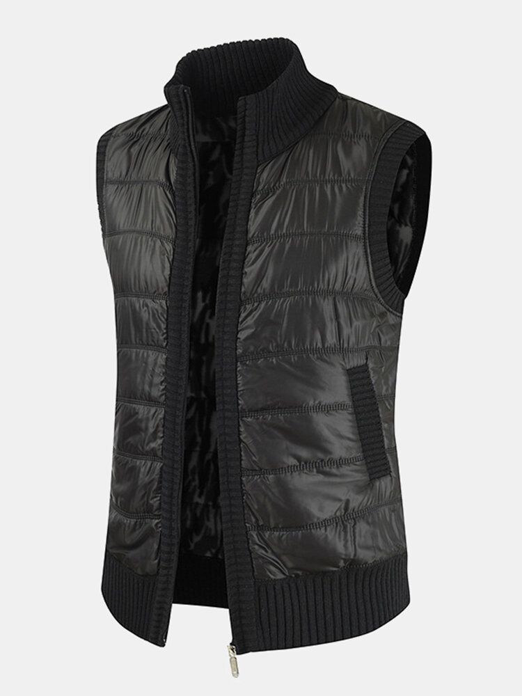 Gilets En Laine Sans Manches Avec Poche Oblique Et Doublure Chaude Pour Hommes