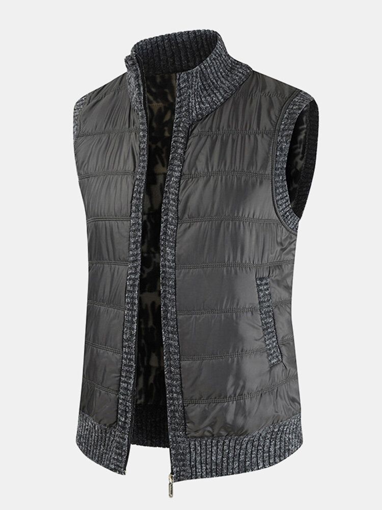 Gilets En Laine Sans Manches Avec Poche Oblique Et Doublure Chaude Pour Hommes