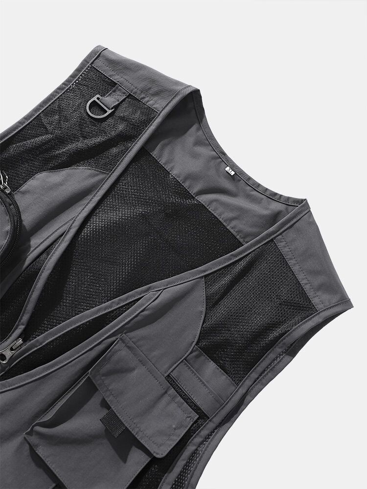 Gilets De Pêche Amovibles Avec Poche Zippée Doublée En Maille Pour Hommes