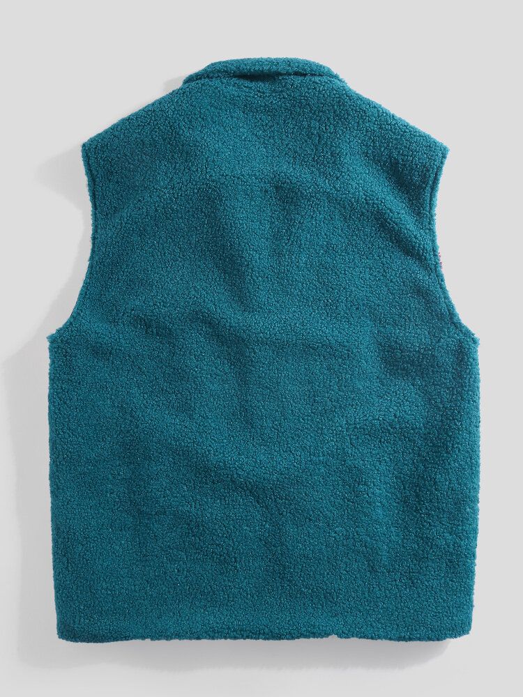 Gilets En Peluche Sans Manches Avec Fermeture Éclair Pour Homme