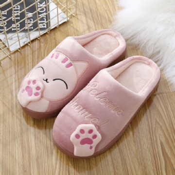 Grande Taille Femmes Mignon Chat Décor Chaud Slingback Maison Pantoufles