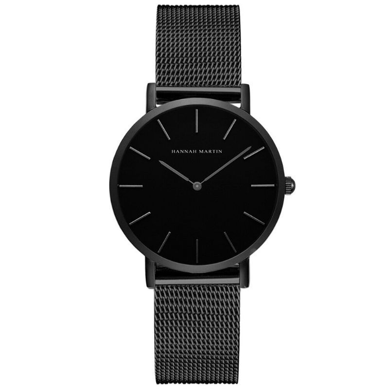 Hannah Martin Ch36 Mode Casual Simple Grand Cadran En Acier Bracelet En Maille Étanche Femmes Montre À Quartz