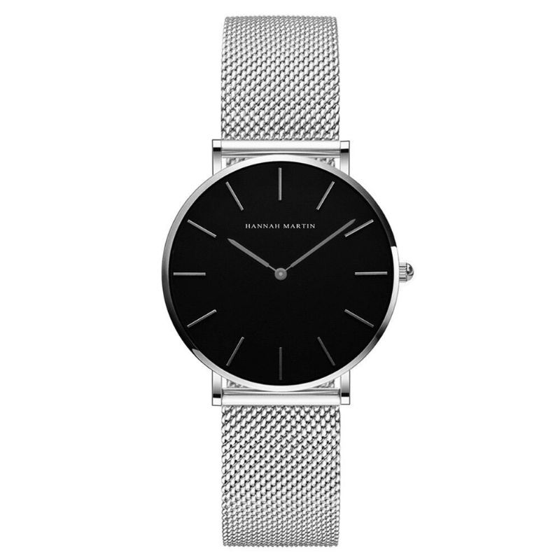 Hannah Martin Ch36 Mode Casual Simple Grand Cadran En Acier Bracelet En Maille Étanche Femmes Montre À Quartz