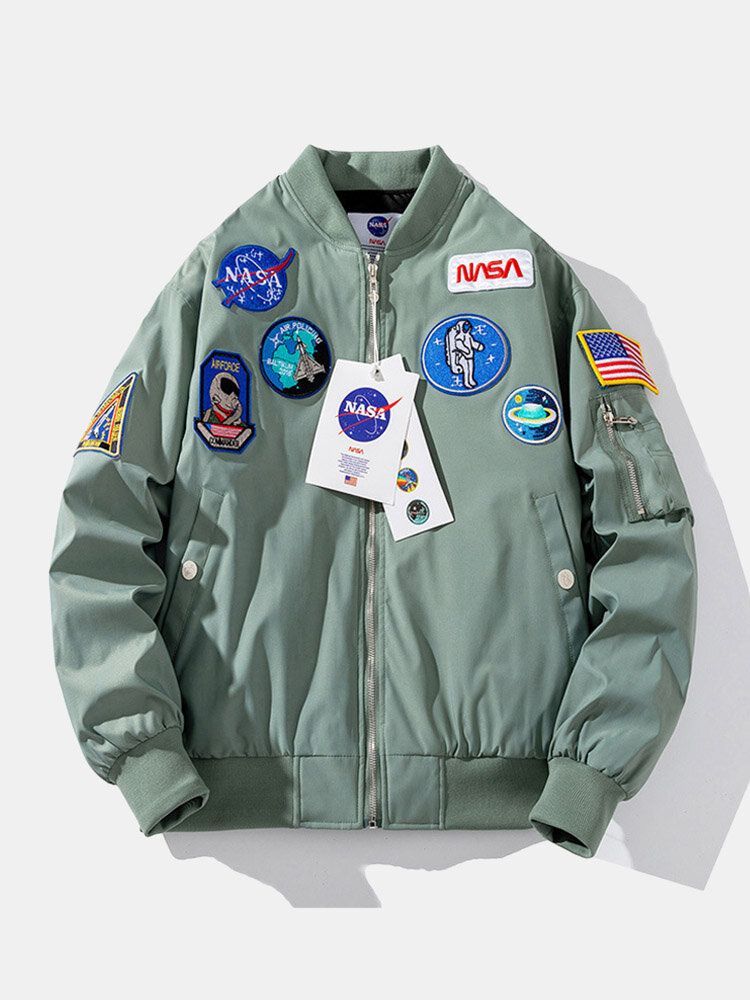 Homme Astronaute Icon Pattern Nasa Baseball Collar Outdoor Jackets