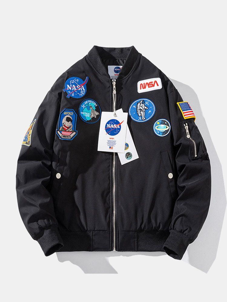 Homme Astronaute Icon Pattern Nasa Baseball Collar Outdoor Jackets