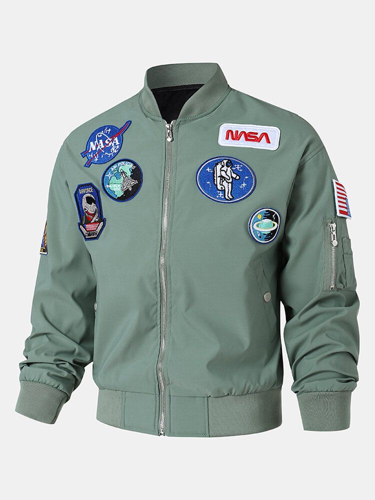 Homme Astronaute Icon Pattern Nasa Baseball Collar Outdoor Jackets