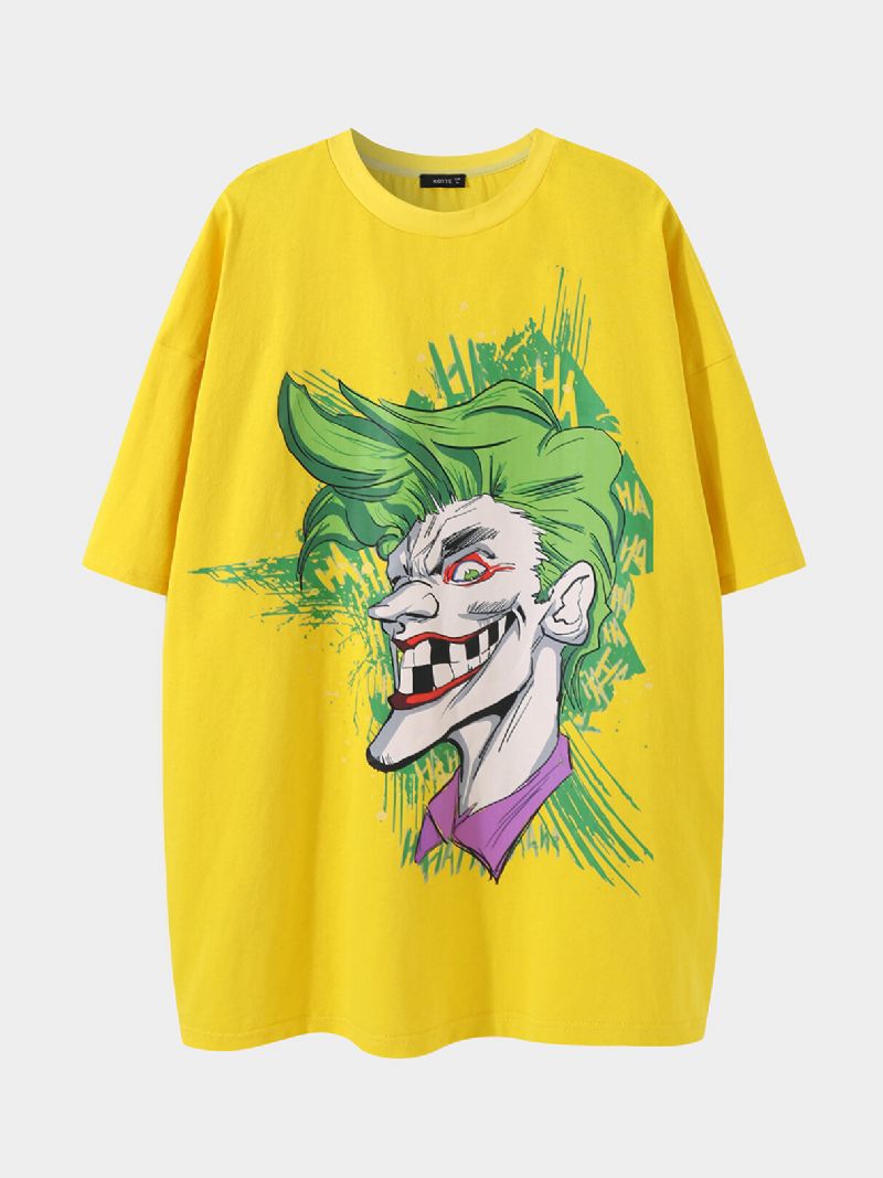 Hommes 100% Coton Cartoon Clown Graffiti T-shirt Respirant Lâche