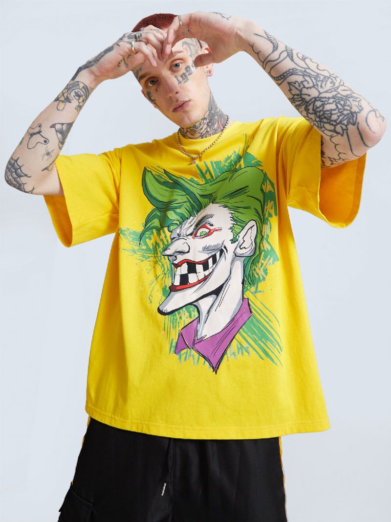 Hommes 100% Coton Cartoon Clown Graffiti T-shirt Respirant Lâche