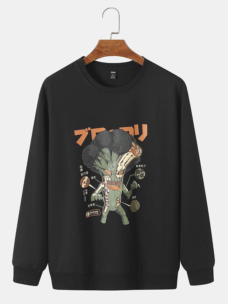 Hommes 100% Coton Dessin Animé Japonais Pull À Col Rond Pull Décontracté Sweat-shirt