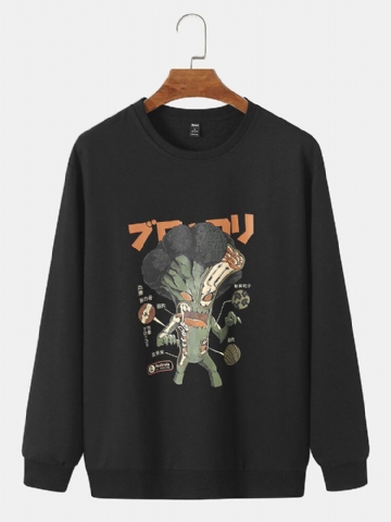 Hommes 100% Coton Dessin Animé Japonais Pull À Col Rond Pull Décontracté Sweat-shirt