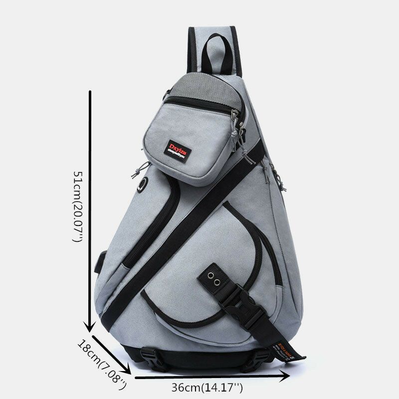 Hommes 2 Pièces Usb Charge Écouteur Grande Capacité Multifonction Étanche Sac À Bandoulière Sac De Poitrine Sac À Bandoulière