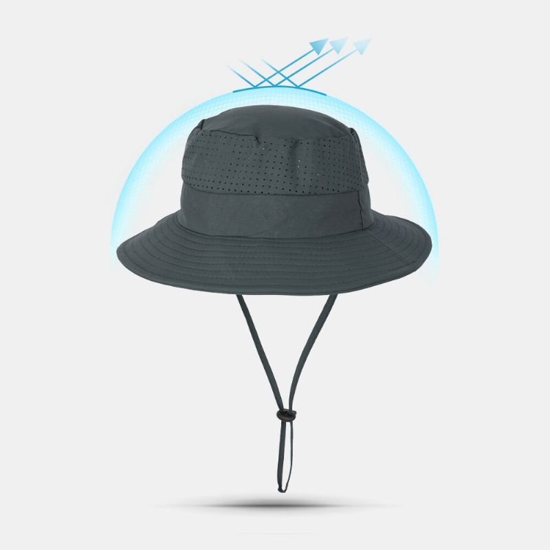 Hommes 360 Degrés Protection Large Bord Pêche En Plein Air Escalade Protection Uv Parasol Imperméable Respirant Seau Chapeau