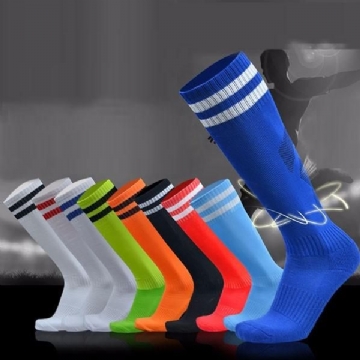 Hommes Adultes Football Stripes Épaissies Bas Chaussettes Long Tube Hygroscopique Antidérapant Chaussettes De Sport