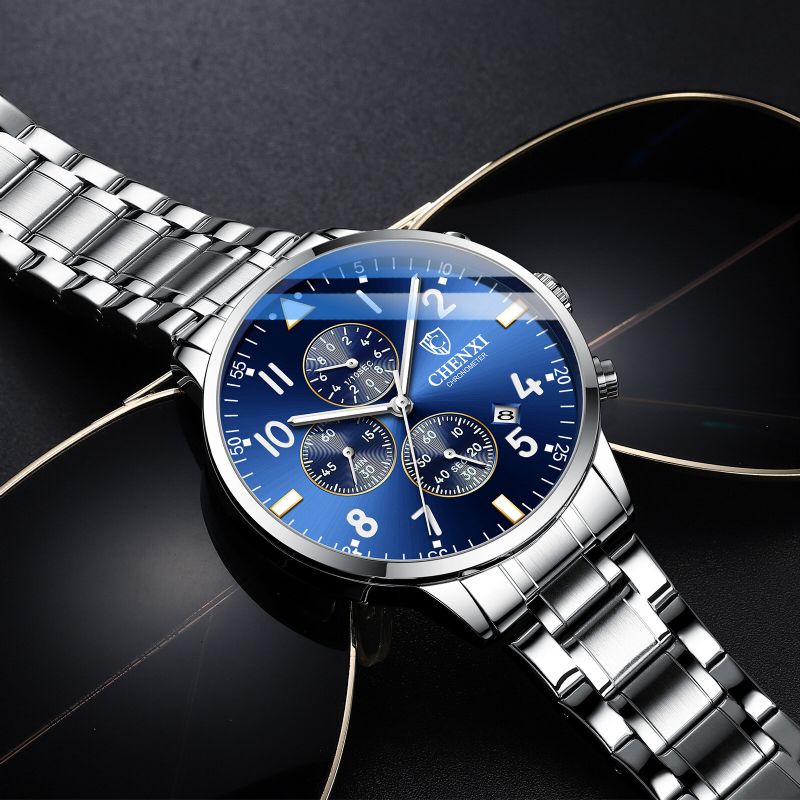 Hommes D'affaires Montre-bracelet À Quartz En Acier Étanche Date Horloge Alliage Hommes Montre